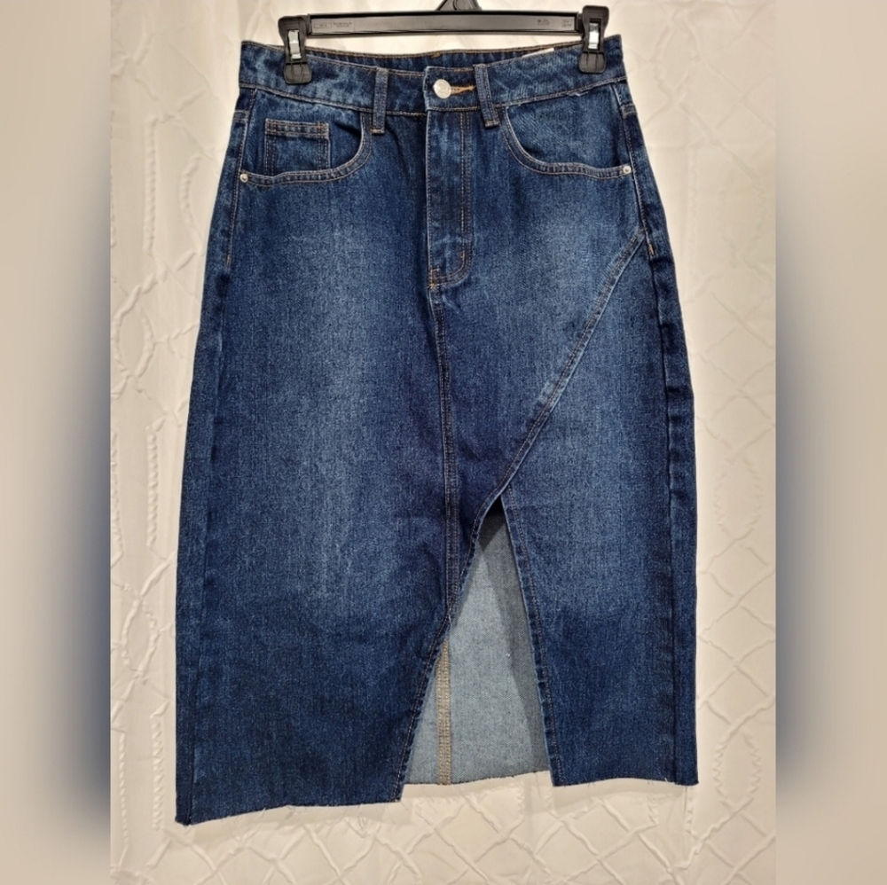 SHEIN Blue Denim Midi Skirt